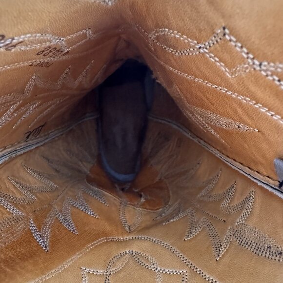 Nocona Boots Mens 8 D Brown/Beige Cowboy Western Leather Lizard Pull On Mid Calf - Picture 8 of 13